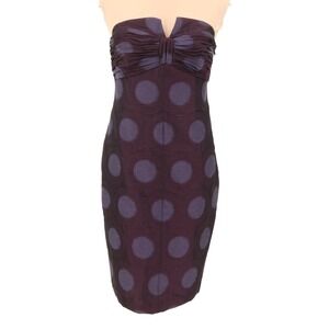 Vera Wang Lavender Label Purple Strapless Bow‎ Jacquard Cocktail Dress Size 8